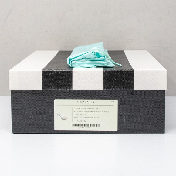 Aquazzura Gatsby Sling 105 Iridescent Blue Slingback Heels, Size 39 (9 US) - Picture 8 of 10